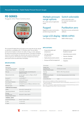Image of PD Series Digital Pressure Gauge - Specification Sheet