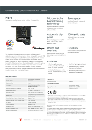 Image of H614 VFD Current Switch with Auto Calibration - Specification Sheet