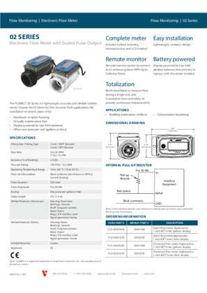 Image of 02 Series Electronic Flow Meter with Scaled Pulse Output - Specification Sheet