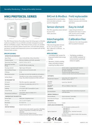 Image of HW2 Protocol Series Wall Mount Humidity Sensors - Specification Sheet