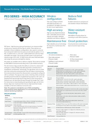 Imagen de PX3 Series - High Accuracy Differential Pressure/Air Velocity Transducers, Specification Sheet