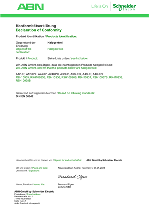 Image de Halogen Free Declaration of conformity of Schneider Electric