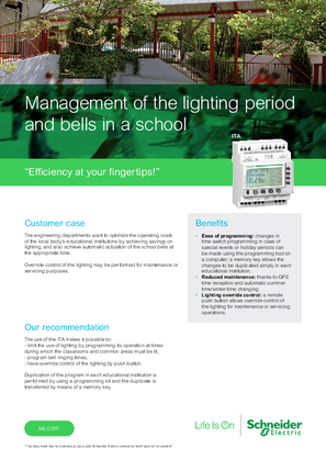 Image of Management of the lighting period and bells in a school