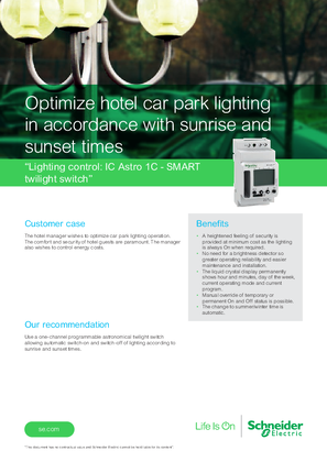 Image of Optimize hotel car park lighting in accordance with sunrise and sunset times