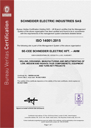 Image of ISO14001 AHM Certificate