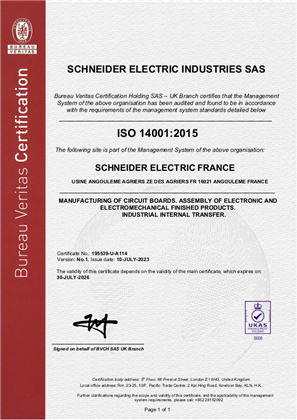 Image de ISO14001 Angouleme Agriers Certificate