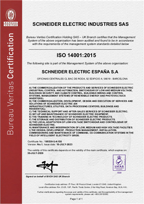 Image of ISO14001 BAC DE RODA Certificate