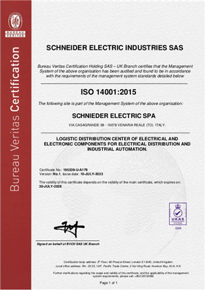 Image of ISO14001 CD Venaria Certificate