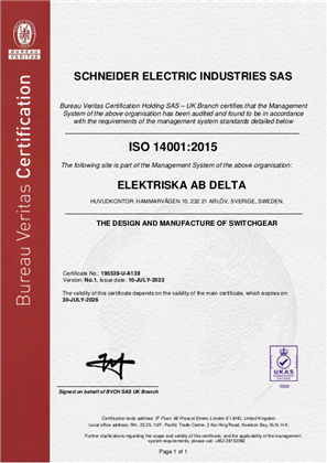Image of ISO14001 Delta Arlov Certificate