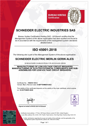 イメージ ISO45001 Certificate France Ales SMS