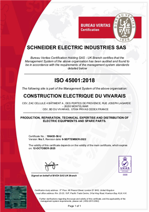 Kuva kohteesta ISO45001 Certificate France CEV ZI ZAC SMS