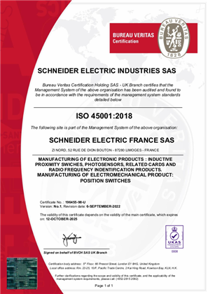 Obrázok ISO45001 Certificate France Limoges SMS
