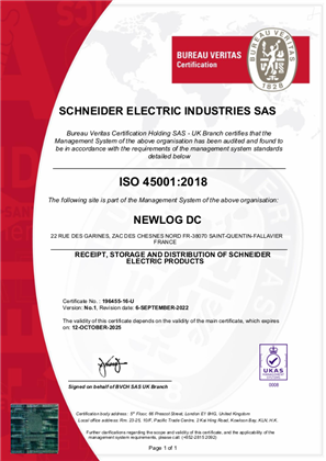 Obrázek ISO45001 Certificate France Newlog SMS