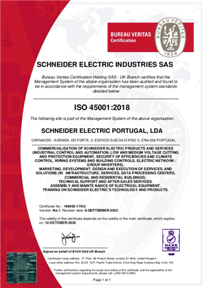 Bild von ISO45001 Certificate Portugual Carnaxide SMS