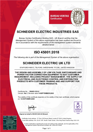 Image of ISO45001 Certificate UK Telford LVE SMS