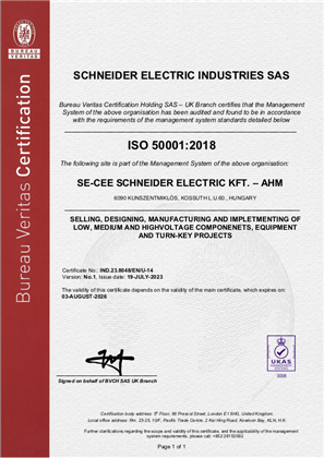 Image of ISO50001 AHM-Hungary RA Certificate