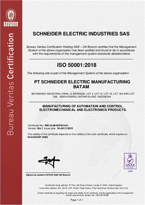 Image of ISO 50001 Batam RA Certificate