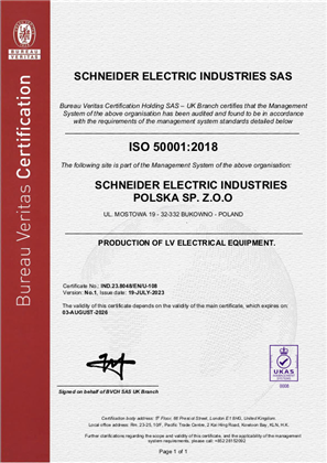 Image of ISO50001 Certificate Bukowno RA