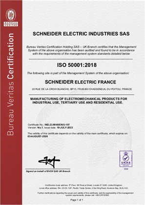 Image of ISO50001 Certificate Chasseneuil RA