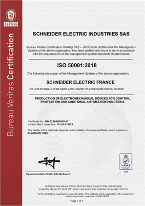 Image of ISO50001 Certificate Dijon Expirey RA