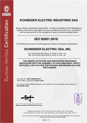 Image of ISO50001 Certificate EL Paso TX RA