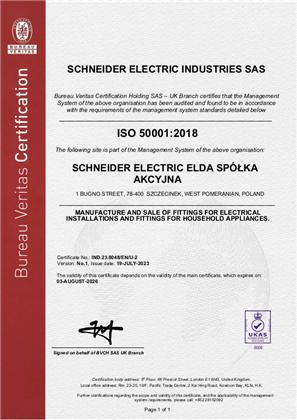 Image of ISO50001 Elda RA Certificate