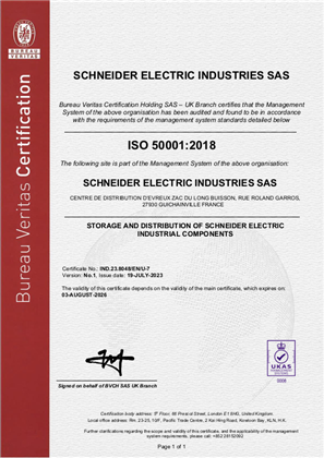 Image of ISO50001 Certificate Evreux RA