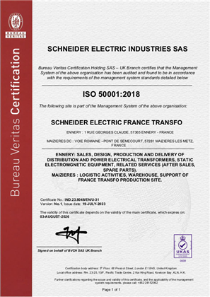 Image of ISO50001 Certificate FTR Ennery & FTR Maizieres RA