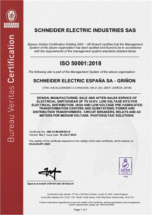 Image of ISO50001 Certificate Grinon RA