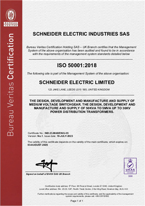 Image of ISO50001 Certificate Leeds RA