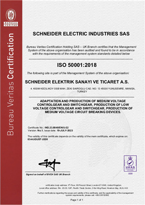 Image of ISO50001 Certificate Manisa Plant Turkey RA