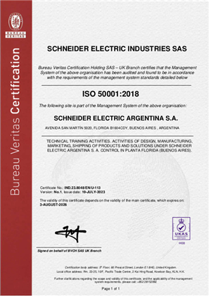 Image of ISO50001 Certificate Planta Florida Argentina RA