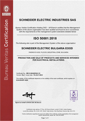 Image of ISO50001 Certificate Plovdiv Plant Bulgaria RA
