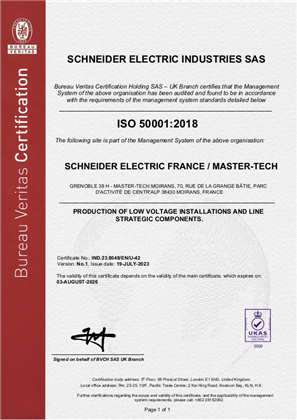 Image of ISO50001 certificate SE (38H) Master-Tech RA