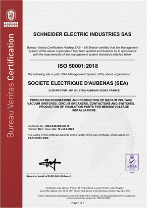 Image of ISO50001 Certificate SEA-Aubenas RA