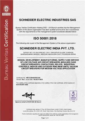 Image of ISO50001 Certificate SEI Hyderabad RA