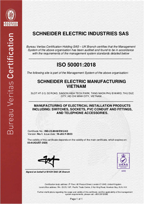 Image of ISO50001 SEMV RA Certificate