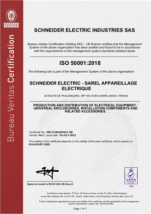 Image of ISO50001Certificate Sarel RA