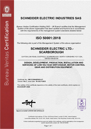 Image of ISO50001 Certificate Scarborough RA