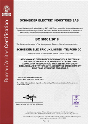 Image of ISO50001 Certificate Telford DC RA