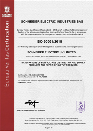 Image of ISO50001 Certificate Telford LVE Plant RA