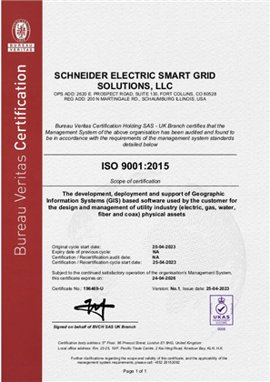 Image of ISO9001 Certificate Energy Management Smart Grid Solutions LLC QMS