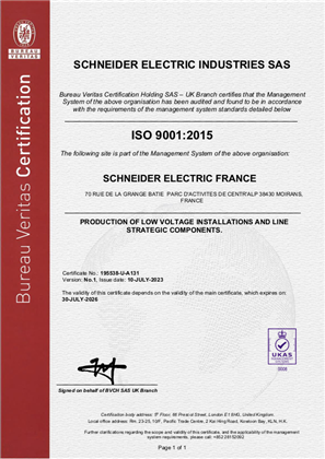 Image of ISO9001 38H Master-Tech Certificate