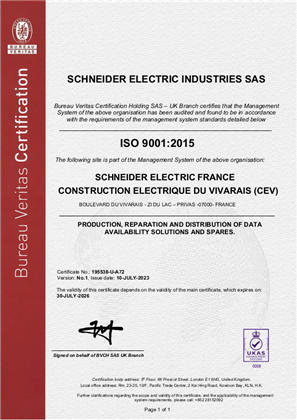 Image of ISO9001 CEV Privas Certificate