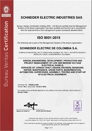 Image of ISO9001 Funza Bogota Certificate