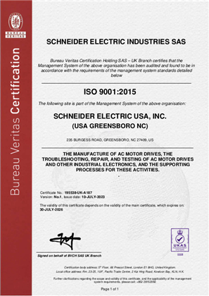 Image of ISO9001 Greensboro NC Certificate