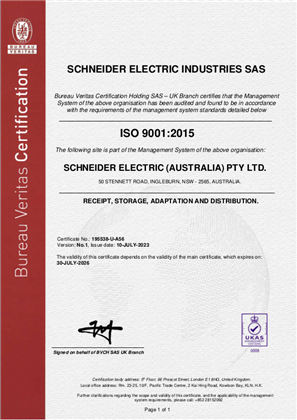 Image of ISO9001 Ingleburn DC Certificate