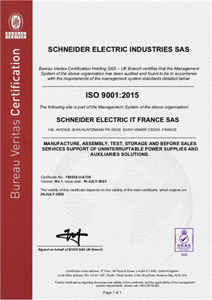Image of ISO9001 MTB Montbonnot Certificate