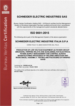 Image of ISO9001 Napoli Casavatore Plant Certificate