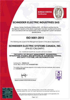 Obrázek ISO9001 Certificate Industry PA EC Calgary QMS